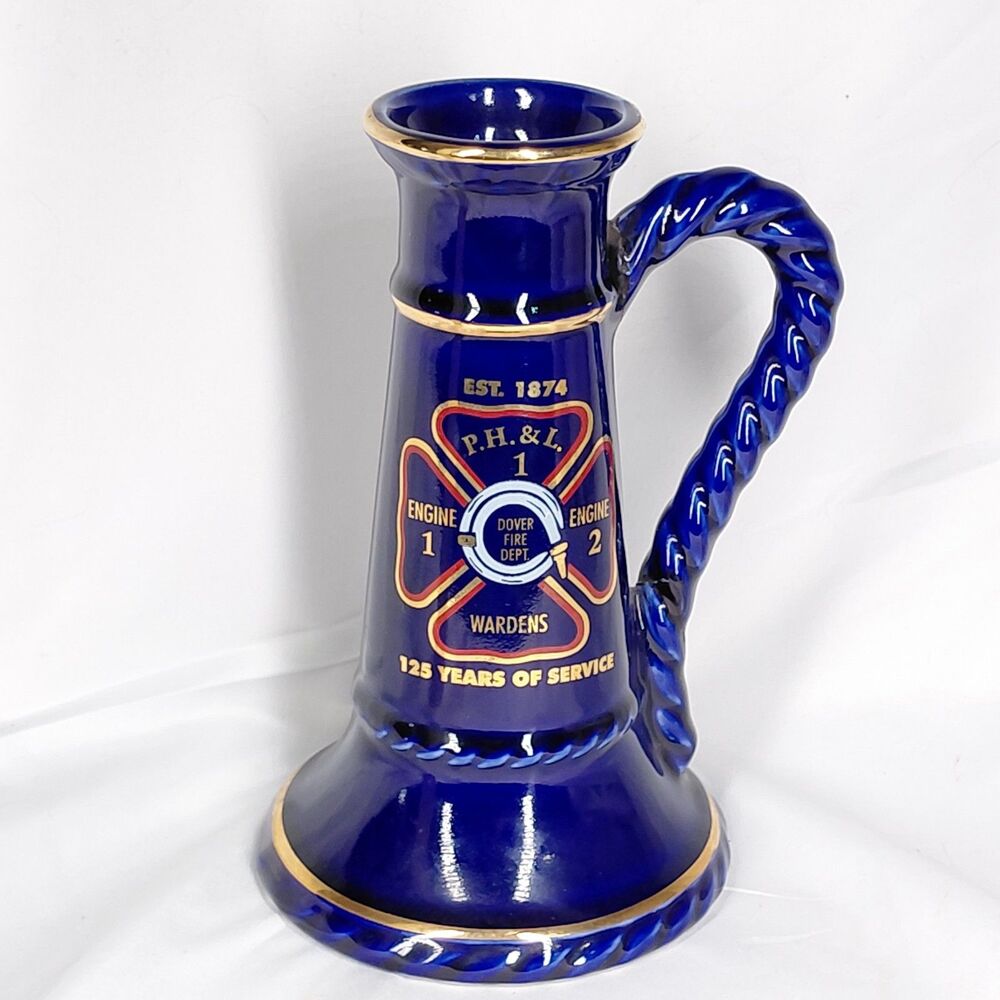 Vintage Dover Fire Dept NJ 125th Anniversary Ceramic Fire Horn Mug Tankard 1999